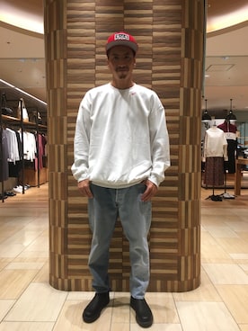 「SUB POP（サブポップ）のアイテム（キャップ）」を使った、horieさん（メンズ・170cm）の秋コーディネート