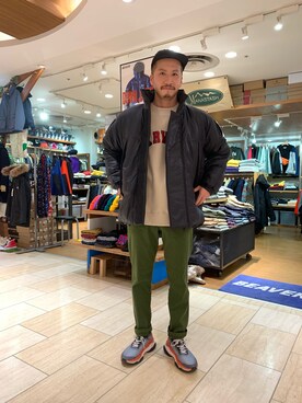 「BURLAP OUTFITTER（バーラップアウトフィッター）のアイテム（ダウンジャケット/コート）」を使った、horieさん（メンズ・170cm）の冬コーディネート