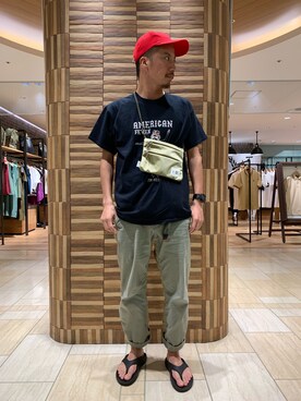 「dbsw（ドリンクビールセイブウォーター）のアイテム（帽子）」を使った、horieさん（メンズ・170cm）の夏コーディネート