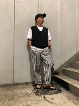 「MANASTASH（マナスタッシュ）のアイテム（ベスト）」を使った、horieさん（メンズ・170cm）の夏コーディネート