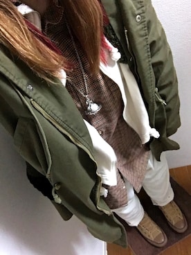「オールスター」｜「アイテム（モッズコート）」を使った、m.さん（レディース・158cm）の冬コーディネート