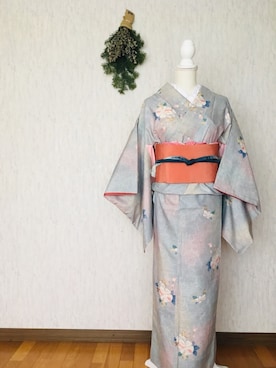 「アイテム（着物、シルバー系）」を使った、noliaさん（レディース・158cm）の冬コーディネート
