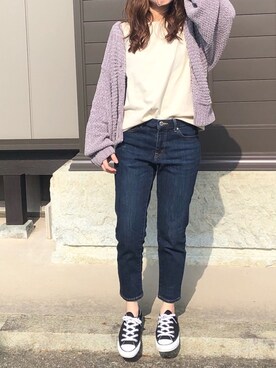 「スリムテーパード」｜「アイテム（その他）」を使った、h a s h i m oさん（レディース・152cm）の秋コーディネート