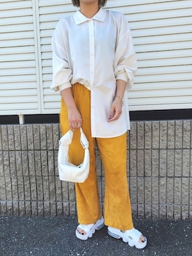 「黄色コーデ」｜「アイテム（サンダル）」を使った、oyukiさん（レディース・157cm）の春コーディネート
