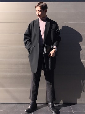 「アイテム（クラッチバッグ）」を使った、shumaさん（メンズ・177cm）の冬コーディネート