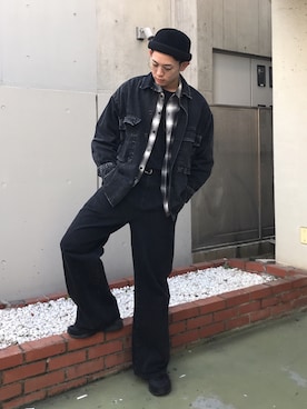 「NANO universe（ナノユニバース）のアイテム（帽子）」を使った、shumaさん（メンズ・177cm）の冬コーディネート