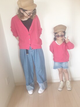 「アイテム（キャスケット）」を使った、komuchiさん（キッズ・100cm）の春コーディネート