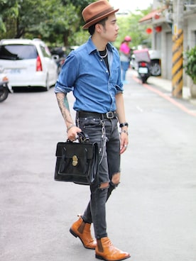 「McVingのアイテム」を使った、Echo Wangさん（メンズ・168cm）の夏コーディネート