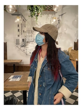 「blue」｜「アイテム（デニムジャケット）」を使った、Eemさん（レディース・157cm）の冬コーディネート