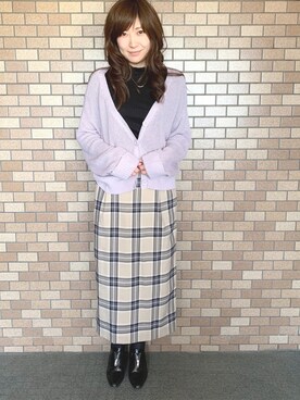「タータンチェックスカート」｜Peiさん（レディース・161cm）の春コーディネート