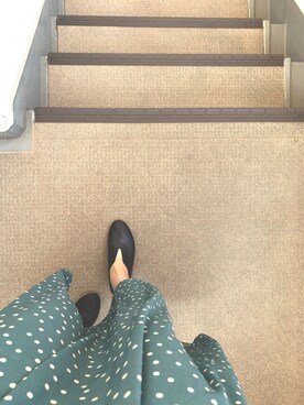 「Heather（ヘザー）のドットワンピース　886962（ワンピース、グリーン系）」を使った、Peiさん（レディース・161cm）の秋コーディネート