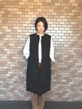 「JEANASIS（ジーナシス）のアイテム（ダウンベスト）」を使った、Peiさん（レディース・161cm）の春コーディネート