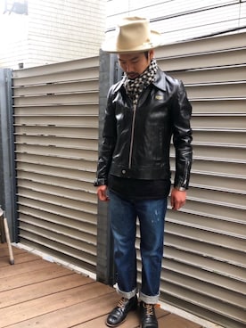「コラボレーション」｜「アイテム（財布/小物）」を使った、山Dさん（メンズ・175cm）の冬コーディネート
