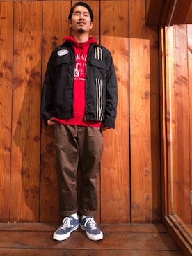 「サマーニット」｜「アイテム（ブルゾン）」を使った、山Dさん（メンズ・175cm）の春コーディネート