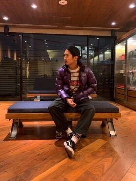 「HYSTERIC GLAMOUR（ヒステリックグラマー）のGIRLS BORDER総柄ジャカード リブ付Tシャツ（Tシャツ/カットソー）」を使った、山Dさん（メンズ・175cm）の秋コーディネート