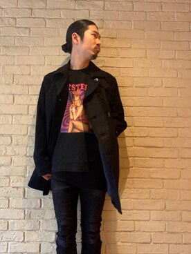「HYSTERIC GLAMOUR（ヒステリックグラマー）のアイテム（ピーコート）」を使った、山Dさん（メンズ・175cm）の冬コーディネート