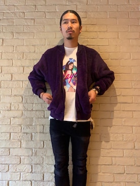 「コラボレーション」｜「アイテム（その他アウター）」を使った、山Dさん（メンズ・175cm）の冬コーディネート