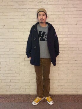 「コラボレーション」｜「アイテム（その他アウター）」を使った、山Dさん（メンズ・175cm）の冬コーディネート