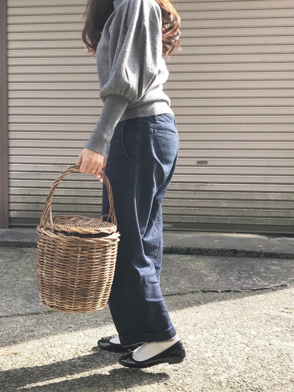 「秋コーデ、プチプラ、ニット、ママコーデ、デニム、シンプルコーデ、チビーズ✳︎」｜「GUのアイテム（ニット/セーター、グレー系）」を使った、boo♡さん（レディース・148cm）の秋コーディネートの1枚目の写真