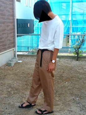 「BASECONTROL（ベースコントロール）のアイテム（シューズ）」を使った、IKEさん（メンズ・167cm）の夏コーディネート