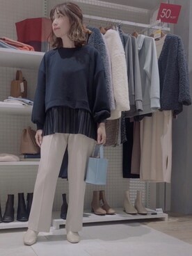「Te chichi TERRASSE」｜「アイテム（パンツ）」を使った、まさこさん（レディース・157cm）の冬コーディネート