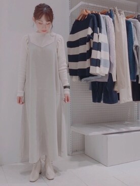 「Te chichi TERRASSE」｜「アイテム（ワンピース/ドレス）」を使った、まさこさん（レディース・157cm）の冬コーディネート
