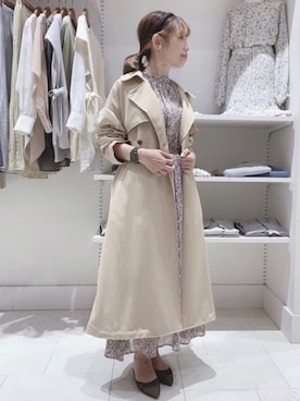 「Te chichi TERRASSE（テチチテラス）のアイテム（トレンチコート）」を使った、まさこさん（レディース・157cm）の冬コーディネート
