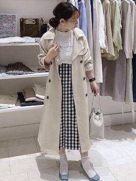 「Te chichi（テチチ）のアイテム（トレンチコート）」を使った、まさこさん（レディース・157cm）の春コーディネート