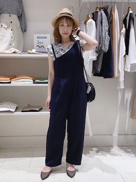 「Te chichi（テチチ）のアイテム（サロペット/オーバーオール）」を使った、まさこさん（レディース・157cm）の春コーディネート