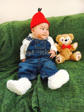 「OLD NAVY（オールドネイビー）のアイテム（オールインワン・サロペット）」を使った、Keitoさん（キッズ・60cm）の秋コーディネート