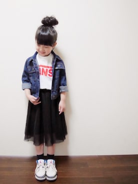 「Right-on（ライトオン）のアイテム（ジャケット/アウター）」を使った、花音さん（キッズ・100cm）の春コーディネート