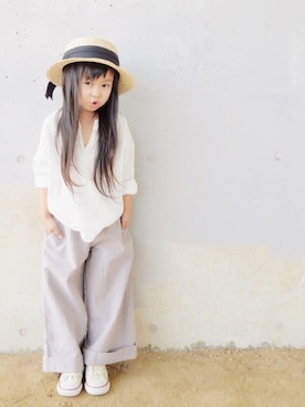 「Right-on（ライトオン）のアイテム（トップス）」を使った、花音さん（キッズ・100cm）の夏コーディネート