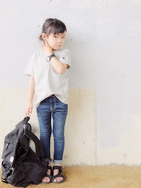 「Right-on（ライトオン）のアイテム（バッグ）」を使った、花音さん（キッズ・100cm）の夏コーディネート