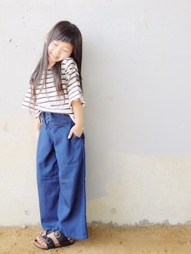 「Right-on（ライトオン）のアイテム（サンダル）」を使った、花音さん（キッズ・100cm）の夏コーディネート