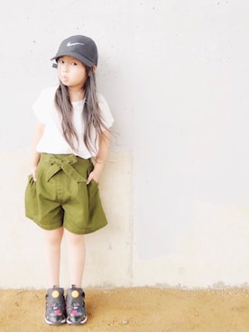 「Right-on（ライトオン）のアイテム（キャップ）」を使った、花音さん（キッズ・100cm）の夏コーディネート
