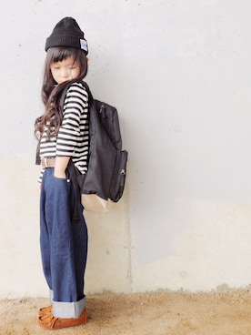 「AZUL by moussy（アズールバイマウジー）のアイテム」を使った、花音さん（キッズ・100cm）の秋コーディネート
