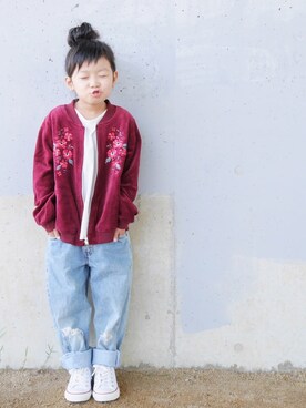「BRANSHES（ブランシェス）のアイテム（ブルゾン）」を使った、花音さん（キッズ・100cm）の秋コーディネート