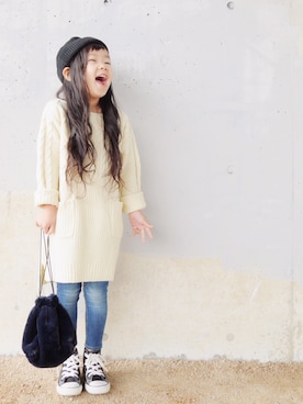 「Lee（リー）のアイテム（帽子）」を使った、花音さん（キッズ・100cm）の秋コーディネート