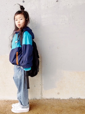 「Right-on（ライトオン）のアイテム（バッグ）」を使った、花音さん（キッズ・100cm）の冬コーディネート