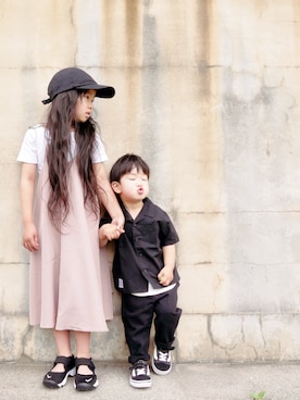 「アイテム（ジャンパースカート）」を使った、花音さん（キッズ・104cm）の夏コーディネート