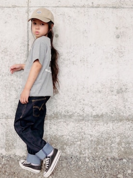 「Dickies（ディッキーズ）のアイテム」を使った、花音さん（キッズ・110cm）の夏コーディネート