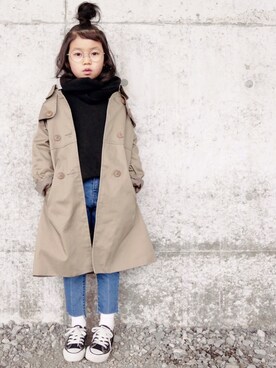 「devirock（デビロック）のアイテム（ソックス/靴下）」を使った、花音さん（キッズ・110cm）の冬コーディネート