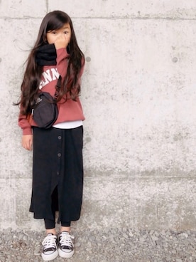 「devirock（デビロック）のアイテム（スウェット）」を使った、花音さん（キッズ・110cm）の冬コーディネート