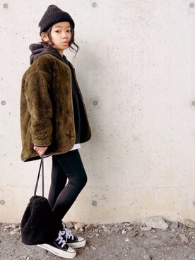 「green label relaxing（グリーンレーベルリラクシング）のアイテム（その他アウター）」を使った、花音さん（キッズ・110cm）の冬コーディネート