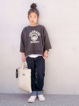 「IN THE HOUSE（インザハウス）のアイテム」を使った、花音さん（キッズ・120cm）の春コーディネート