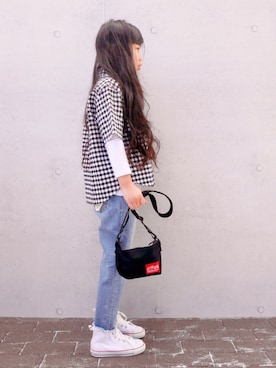 「BLACK BY MOUSSY（ブラックバイマウジー）のアイテム」を使った、花音さん（キッズ・120cm）の春コーディネート
