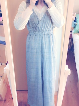 「RETRO GIRL（レトロガール）のアイテム（サロペット/オーバーオール）」を使った、かんなさん（レディース・160cm）の冬コーディネート