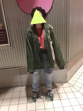 「Lee（リー）のアイテム（ナイロンジャケット）」を使った、やびさん（レディース・154cm）の春コーディネート