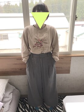 「POU DOU DOU（プードゥドゥ）のアイテム（スウェット）」を使った、やびさん（レディース・154cm）の春コーディネート