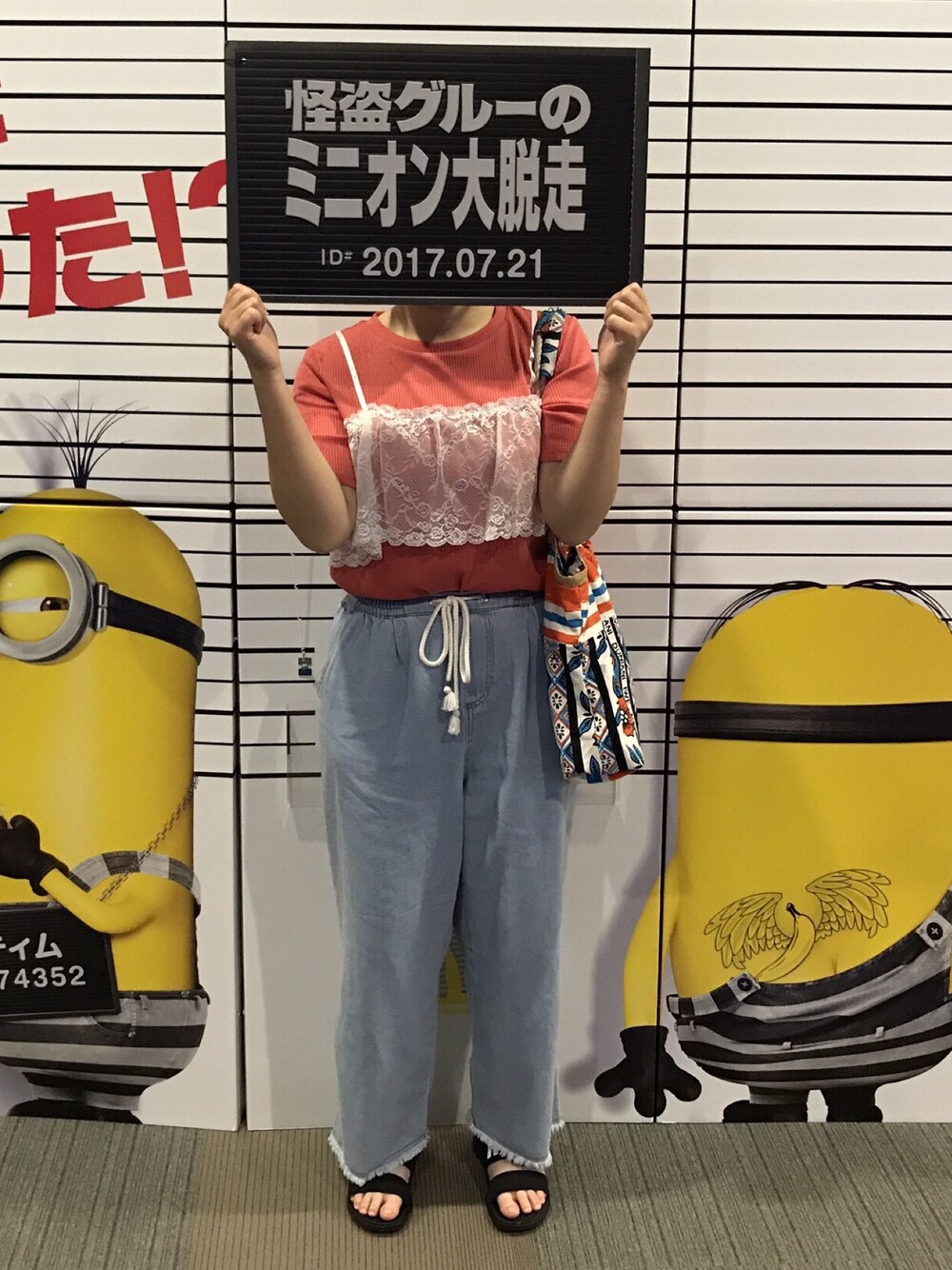「RETRO GIRLのアイテム（トップス、ピンク系）」を使った、やびさん（レディース・154cm）の夏コーディネートの1枚目の写真